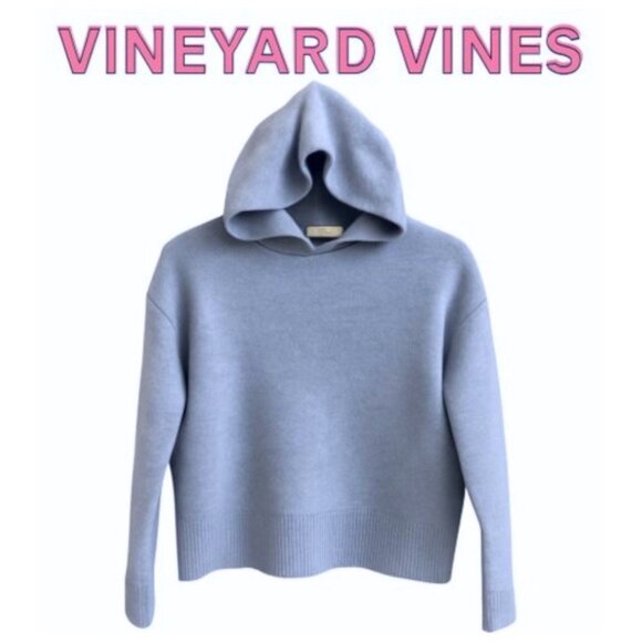 Vineyard Vines Sky Blue Wool Blend Hooded Pullover Sweater M Nautical Beach - Picture 1 of 9